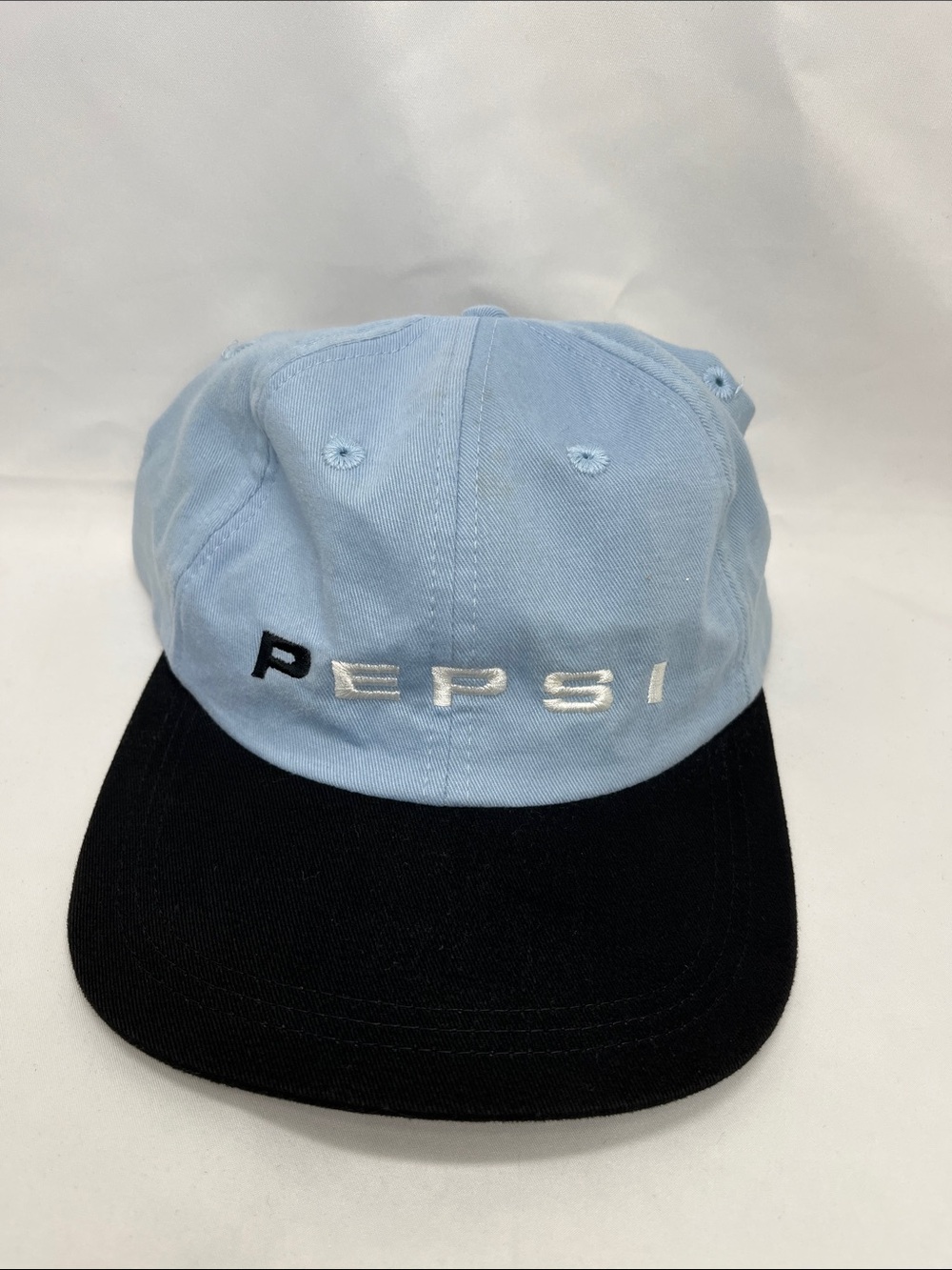 Vintage 90s Light Blue Pepsi 100% Cotton Baseball Cap Hat